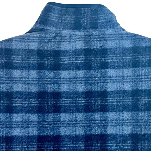 Men’s Blue Plaid 1/4 Zip Pullover Flannel Sweater XXL John Wayne Stock & Supply - Picture 7 of 11